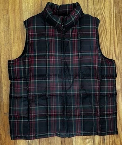 Eddie Bauer gefütterte Weste Damen Größe Large rot kariert Schottenkaro Gänsedaunen durchgehender Reißverschluss - Bild 1 von 9