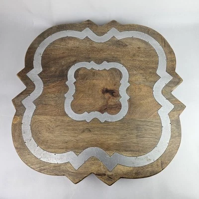 GG Collection Lazy Susan Wooden With Metal Detailing ~20" Diameter Square Heavy - Image 1 of 4
