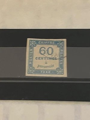 Francia, 1859-76. J10/01. 60c azul. Envío debido.Usado, remanente de bisagra. Foto 1 de 2