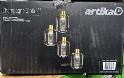 Artika Essence Globe 25-Watt 4 Light Integrated LED Pendant Black Gold Open Box - Image 1 of 2