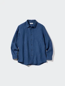 UNIQLO 100% Premium Linen Shirt - Blue - Size XL Extra Large NWT - Picture 1 of 6