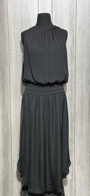 Vestido Alfani Sin Mangas Negro Calado Midi Línea A Boho Chic Oscuro Cottagecore Foto 1 de 4