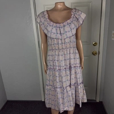 Vestido Hippie Vintage Años 70 Mistra Fiesta Floral Algodón En Niveles Boho Hippy I3-21 Foto 1 de 4