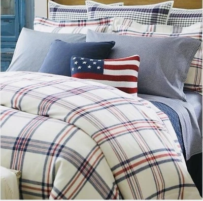 Ralph Lauren Talmadge Hill Plaid LRL European Sham 26x26 Red Blue NIP MSRP $110 - Image 1 of 4