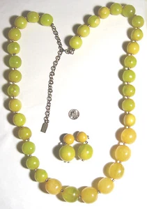 STATEMENT Vintage 80's DOMINIQUE DENAIVE Citrus RESIN NECKLACE & EARRINGS SET - Picture 1 of 5