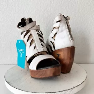 NEU Lane Stiefel BECCA Wedges Damen 9,5 Westernkleidung weiß Leder Absatz Sandalen - Bild 1 von 11