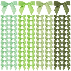 Christmas Twist Tie Bows 100 Pcs Satin Twist Tie Bows for Treat Bag Satin Rib... - Picture 1 of 6