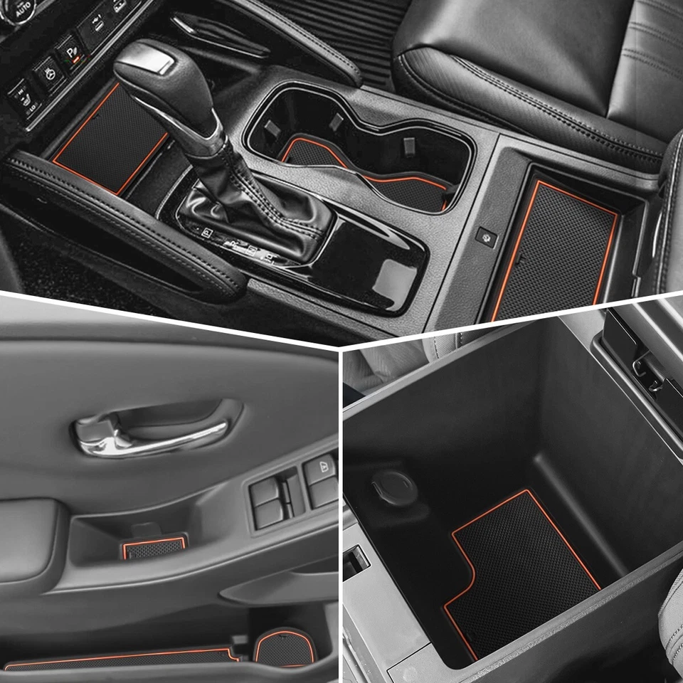 Alfombrillas consola central Auovo compatibles con Nissan Frontier 2022+ (ajuste naranja) Foto 1 de 4