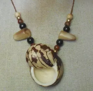 Tagua Secret Stash Pill Box Necklace with Antler Tips Green Goldstone Beads OOAK - Picture 1 of 7