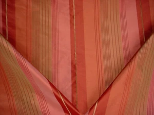 20Y Cowtan and Tout 11154 Chloe Stripe in Multi Red Silk Drapery Upholstery - Picture 1 of 4