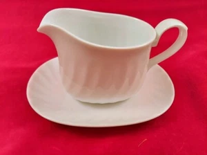 Corelle Enhancements White Swirl by Corning Gravy Boat and Underplate Japan - Picture 1 of 8