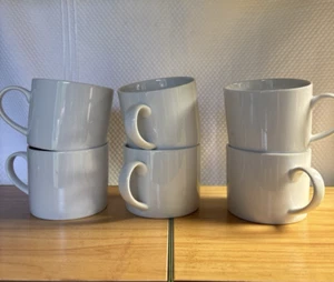 Crate And Barrel 8oz White Coffee Cups Set Of 6 - Picture 1 of 8