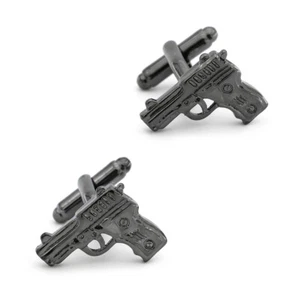 Gemelli in acciaio al tungsteno nero a forma di pistola gemelli in metallo borchie - Foto 1 di 4