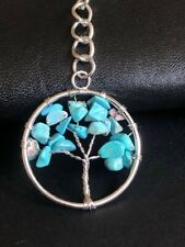 Tree Of Life key chain keyring stone crystals Turquoise natural collectibles