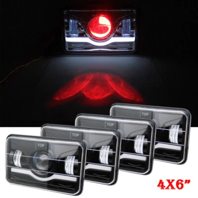 Faro de haz sellado LED 4x6 ojos de ángulo demonio rojo H4651 H4652 H4656 H4666 H6545 Foto 1 de 4