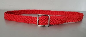 LAUREN RALPH LAUREN RED BRAIDED STRETCHY WOMENS CANVAS BELT SIZE: M - Picture 1 of 6