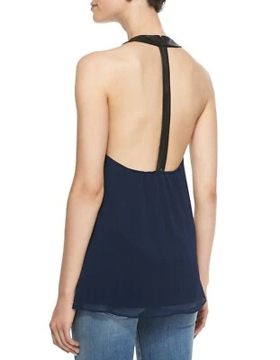 Alice + Olivia Haber leather T-Back Swing Tank in Sapphire Navy Blue Size S  - Image 1 of 4