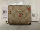 COACH Women's Snap Wallet in Signature Canvas Ditsy Print Light Khaki Floral NWT