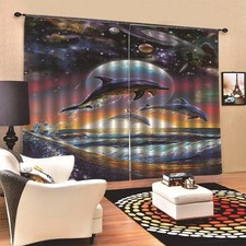 Window Curatin Dolphins Curtains Drapes Window Treatment Home Decor 2 Panels