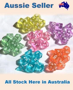 7 Pce Gem Dnd Dice Set and Bag Polyhedral Dice Dungeons & Dragons Pathfinder RPG - Picture 1 of 8