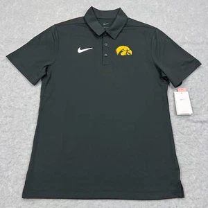 NEW Nike Iowa Hawkeyes Polo Men's Medium Black Dri-Fit Shirt NCAA College Swoosh - Picture 1 of 12