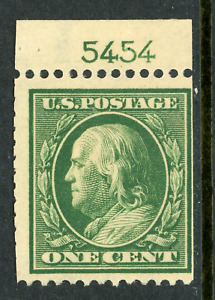 USA 1910 Franklin 1¢ Green Booklet Pane Single Perf 12 Scott 374a PNS Mint B474