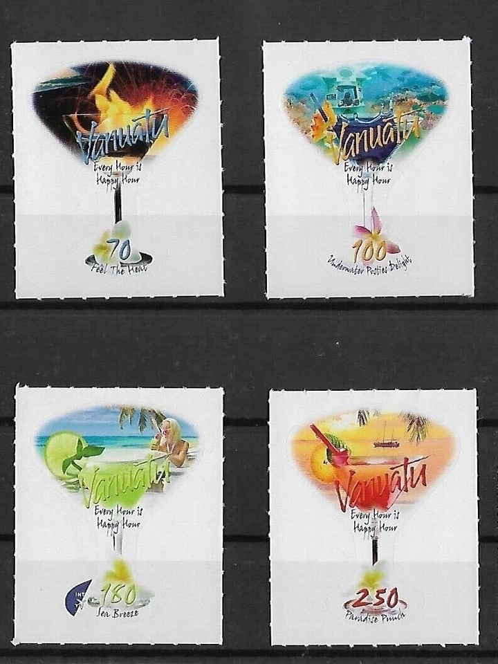 Вануату 2014 - коктейли в раю - набор из 4 самоклеящихся - MNH - Изображение 1 из 1
