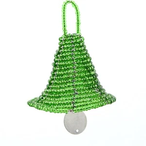 Green Handmade African Maasai Bead Christmas Tree Bell Ornament - Picture 1 of 1
