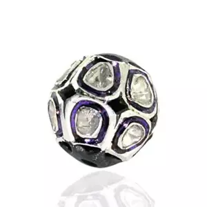 0,75ct Rosenschliff Diamant oxidiert Disco Perle Kugel Zwischenring Fundstücke 925 Silber - Bild 1 von 5