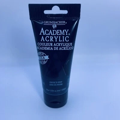 GRUMBACHER Academy Acrylic Paint Color: Paynes Gray, Size: 2.5 oz (C092P) NEW - Image 1 of 4