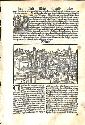 Mapa antiguo, Schonsperger/Schedel, 1496, Tolosa/Mayland Foto 1 de 2