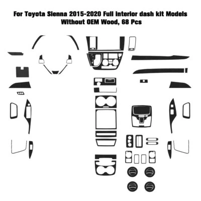 Juego de 68 piezas de tapicería interior completo de fibra de carbono para Toyota Sienna 2015-2020 Foto 1 de 4