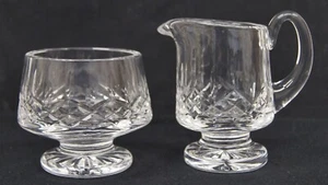 WATERFORD Crystal LISMORE 5 OZ Footed Creamer & Footed Open Sugar Bowl IRELAND - Picture 1 of 6