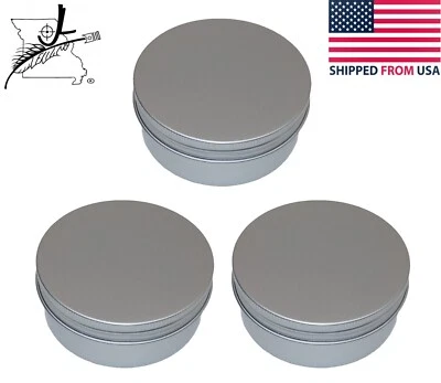 3x 3.75" Diameter Aluminum Tin Can Bare Screw Top New Containers Storage Cream - Image 1 of 4