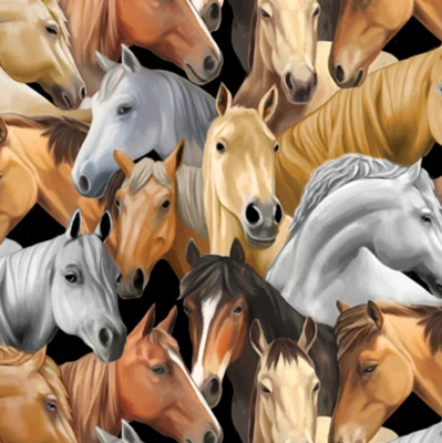 Fat Quarter - Tela de algodón múltiple para caballos empacados de Yellowstone Foto 1 de 2