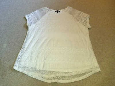 Женский Топ-CHAPS RALPH LAUREN-слоновой кости хлопок смесь чистый кружева туника с подкладкой ss-2 X - Изображение 1 из 4