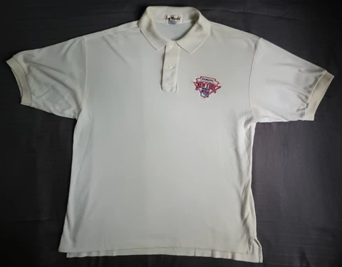 Vintage 90's La Mode New York Rangers Polo Shirt Men's XL White Made In USA Cover