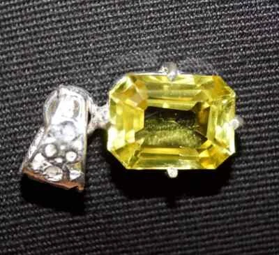 20 Karat einer Natürlichen Gelbe Saphir Smaragdschliff 925 Solid Silber Anhänger - Bild 1 von 4
