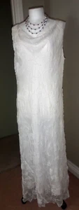 Stunning Platinum White 70% Silk Velvet Devore Floral Maxi Dress Plus Size 20🌺 - Picture 1 of 18