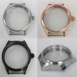 Custodia Orologio 42MM PVD 316 Acciaio Specchio Minerale per Movimento ETA 6497 6498 ST3600 - Foto 1 di 18
