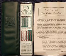 Vintage Omega Pocket Adding Machine 1964 original stylus, instructions, Holder 