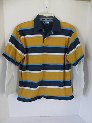 Polo para niños a rayas azul oscuro en capas talla L Foto 1 de 4