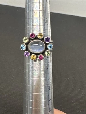 Anillo Nicky Butler Multi Piedras Preciosas Plata Esterlina Talla 7.75 Piedra Lunar A149 Foto 1 de 4