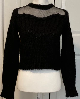 Suéter feminino ZARA manga longa tamanho. S Lace bordado Whimsygoth fada macia - Imagem 1 de 4