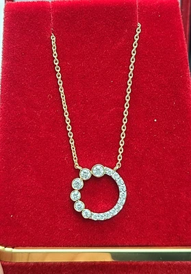 ¡Oferta! Collar colgante gota pera diamante natural 0,30 quilates oro 14K con cadena 18" Foto 1 de 4