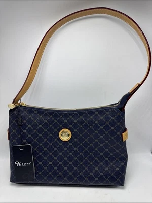 Rioni Signature Navy Blue Top Zip Shoulder Bag Handbag STA-20178 New With Tags - Image 1 of 4