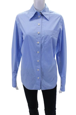 COS Womens Cotton Collared Long Sleeve Button Down Shirt Blue Size 2 - Image 1 of 4