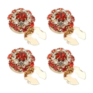 4 Pcs Rhinestone Button Covers, Detachable Shirt Buttons, Gold Red - Picture 1 of 6