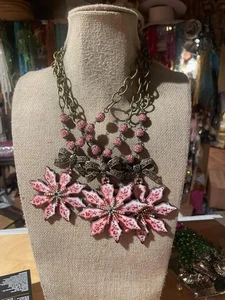 Gypsy South Weihnachten rosa Schneeflocke Halskette - Bild 1 von 1