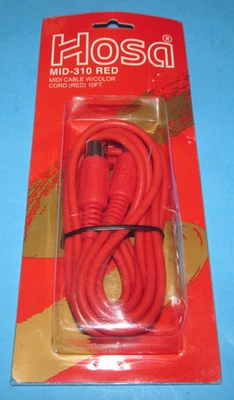 Hosa MID-310RD 5-pin DIN to 5-pin DIN Red MIDI Cable ~ 10 feet / 10ft. ~ Fast Sh Foto 1 de 2